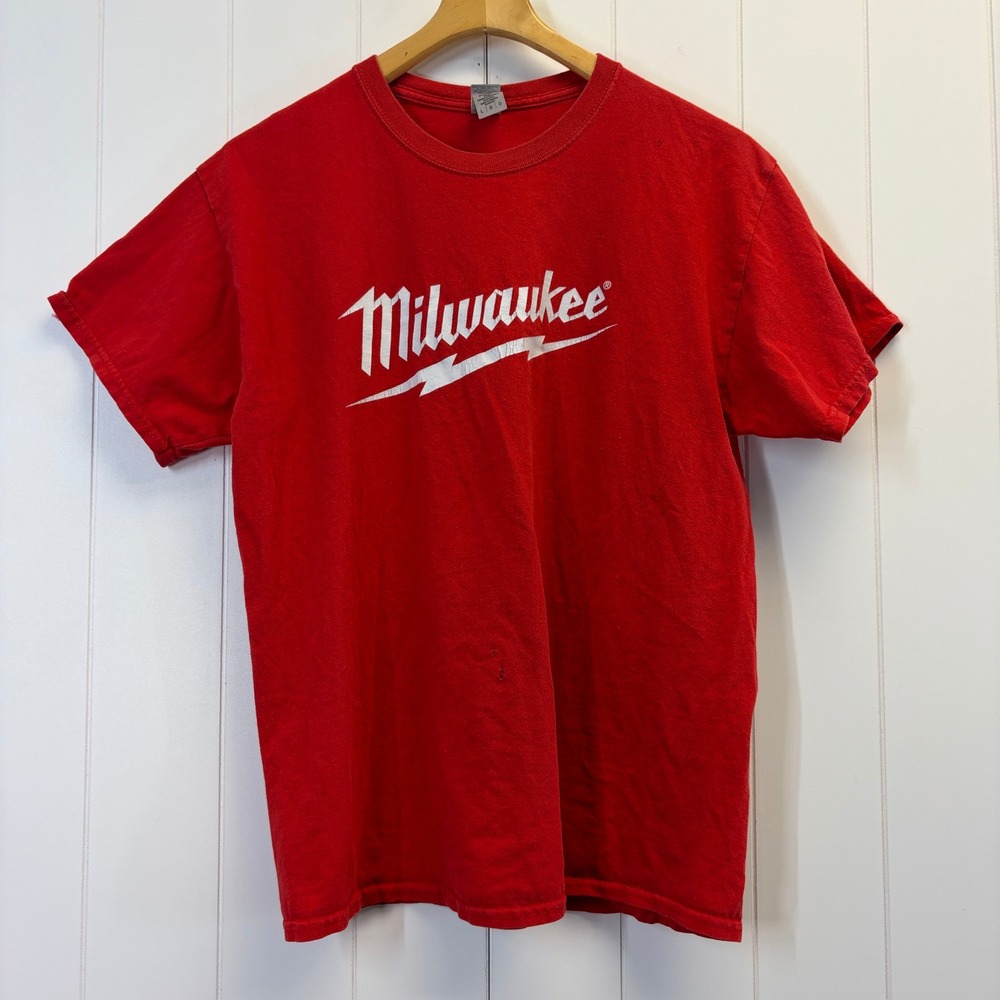 Milwaukee Logo Tool Graphic T-Shirt Men Size Large Workwear Grunge Streetwear